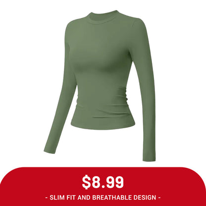 Clearance Sale ❤️TimeOFF 5Pcs Solid Sports Tee Set Round Neck Stretch Slim Women Gym Workout Tops