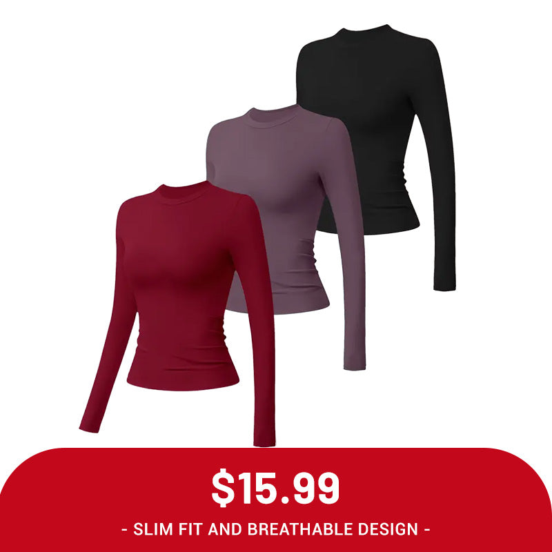 Clearance Sale ❤️TimeOFF 5Pcs Solid Sports Tee Set Round Neck Stretch Slim Women Gym Workout Tops