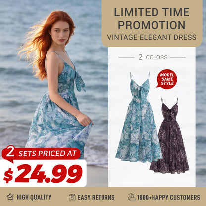 Multicolor 1930s Floral V-Neck Bohemian Slip Dress