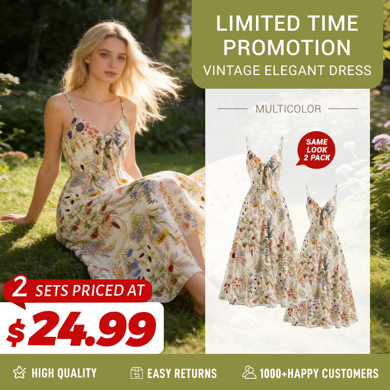 Multicolor 1930s Floral V-Neck Bohemian Slip Dress