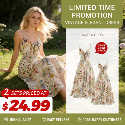 Multicolor 1930s Floral V-Neck Bohemian Slip Dress