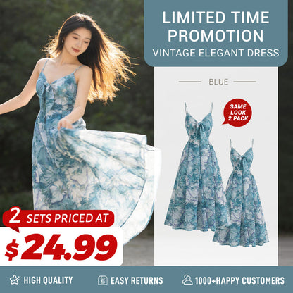 Multicolor 1930s Floral V-Neck Bohemian Slip Dress