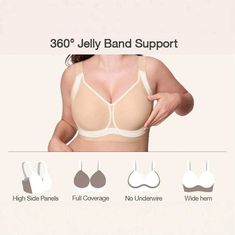 Women Jelly Bras Wirefree Full Coverage No Underwire Everyday Bras Comfortable Wireless Padded Tshirt Bra